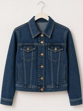 J. Crew Ladies Dark Blue Denim Jacket with Copper Buttons-Trim, Size Large, NWT